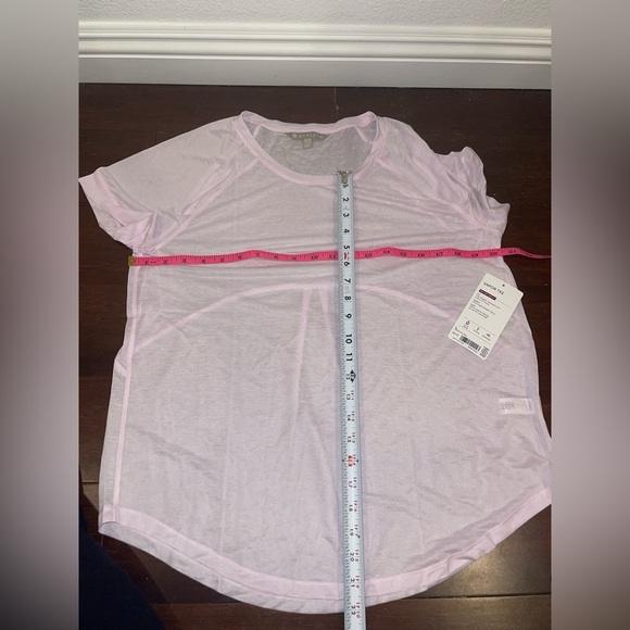NWT ATHLETA pink Short sleeved women’s vapor top size large - Picture 3 of 7